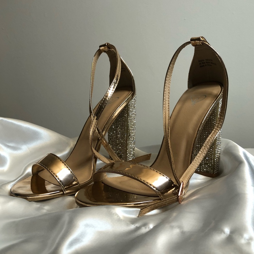 Rose Gold Diamond Heel Strappy Heels | Windsor